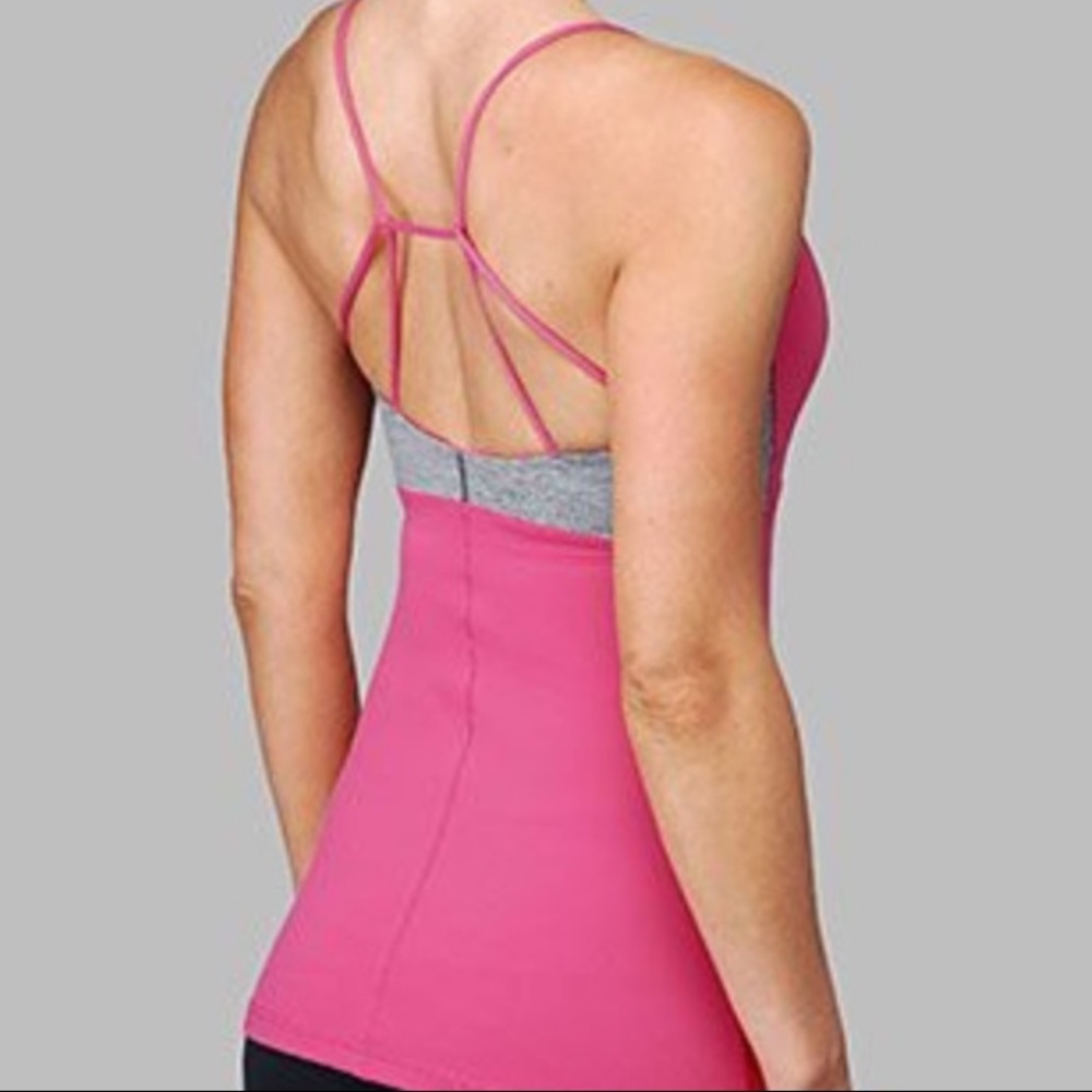 Lululemon Tadasana Pink & Grey Strappy Tank Top